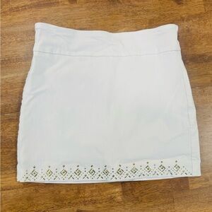 Attyre White Mini Skort with Gold Stud Hem